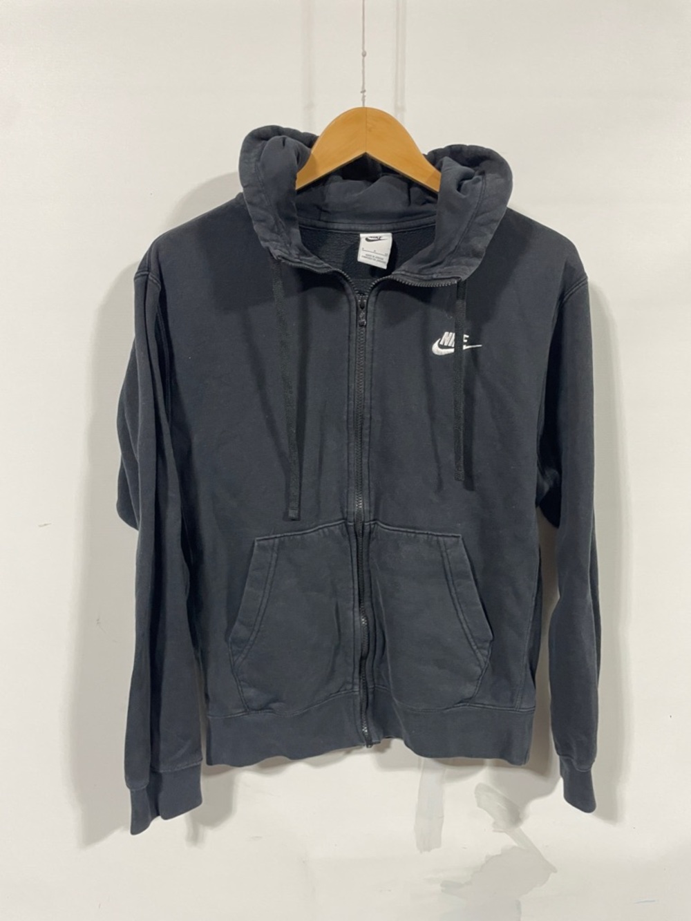 Nike Black Zip-Up Hoodie with White Swoosh